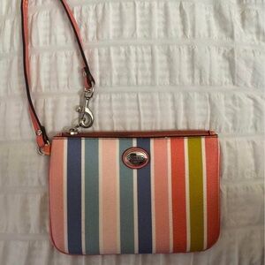 Coach Pastel Striped Wristlet